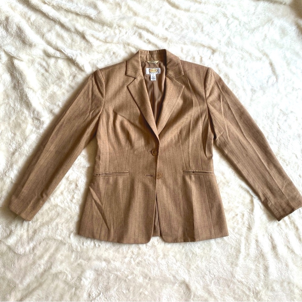 Talbots Wool Blazer Suit Jacket - Camel Pinstripe